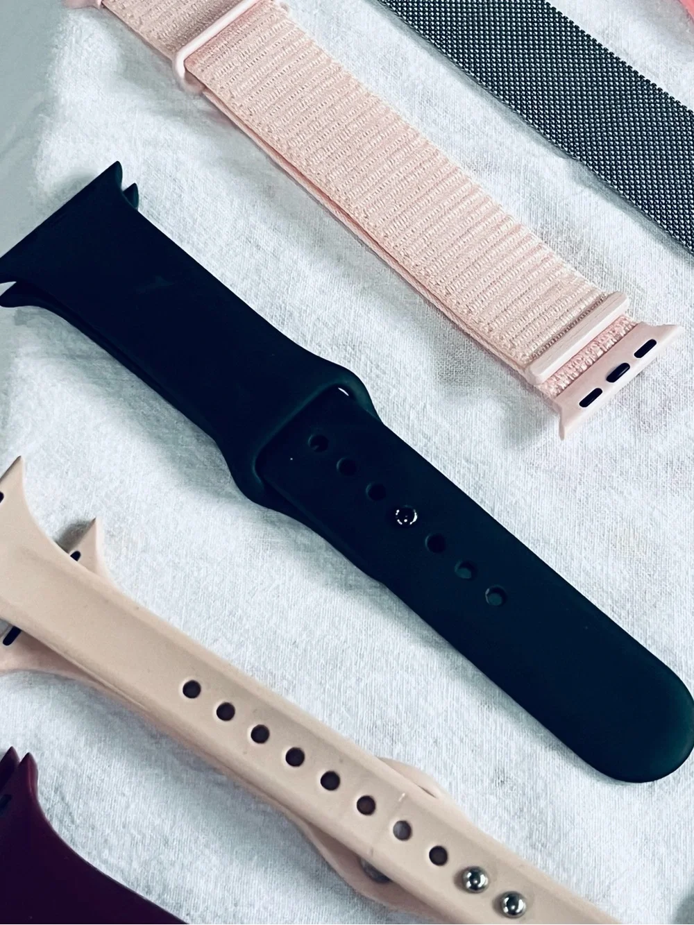 Apple Watch Bands Set - Black, White, Pink, Coral, Silver, Burgundy